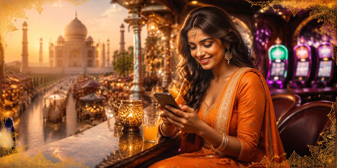 Indian player enjoying mobile betting with cricket and casino games on smartphone